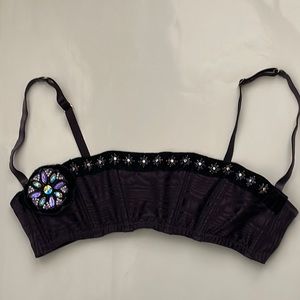 Vintage  victoria’s secret dark purple crystal embellished boned bra, si…